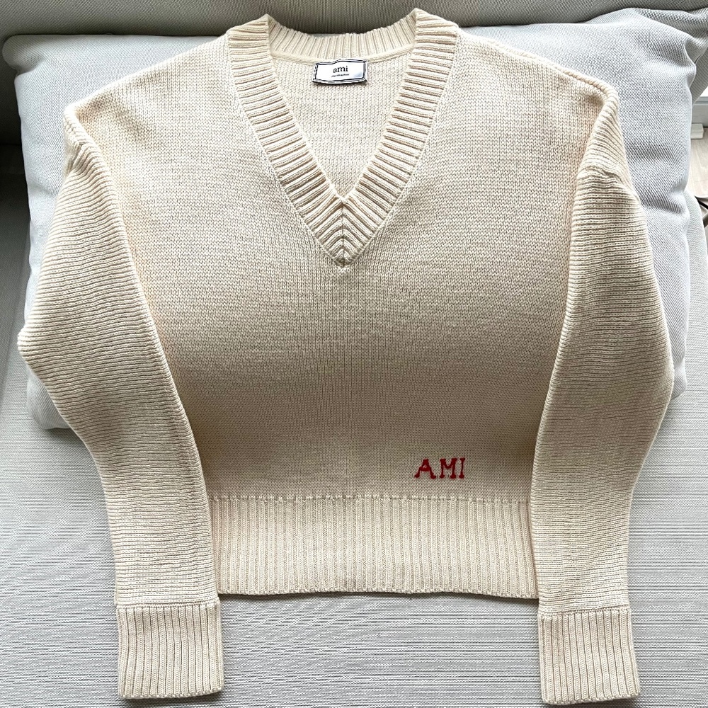 AMI Paris oversized sweater in off white size S